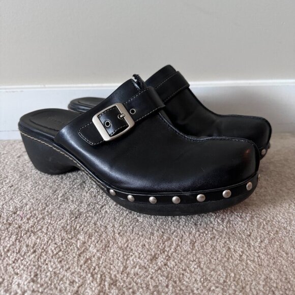 Predictions | Black Studded Silver Buckle Clogs - Size 10 - Picture 2 of 12